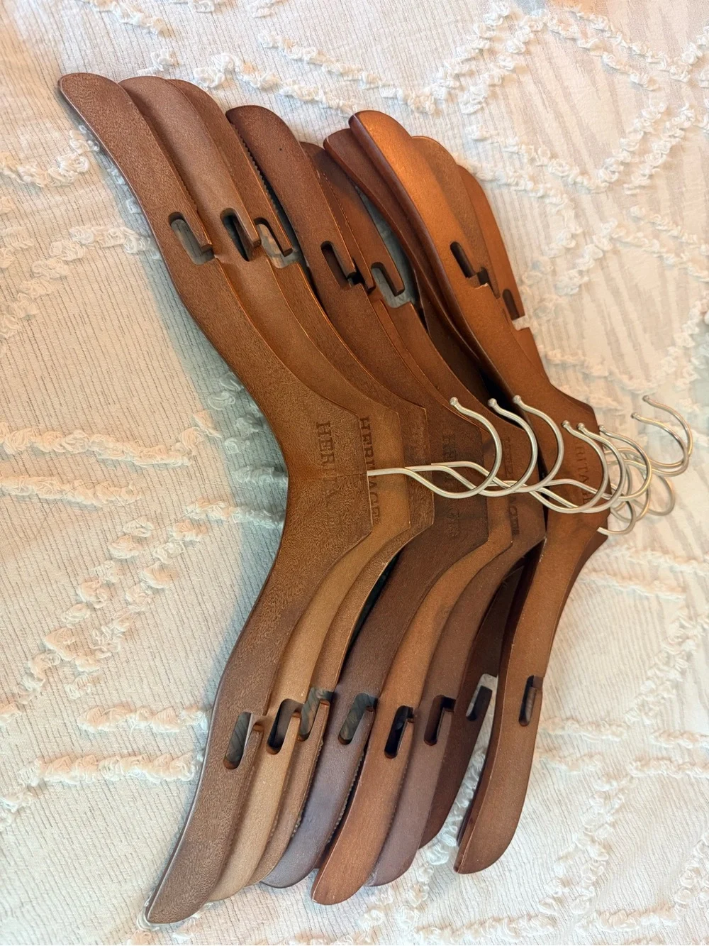 HERITAGE Brown Wooden Hangers - Set of 12 Premium Closet Hangers